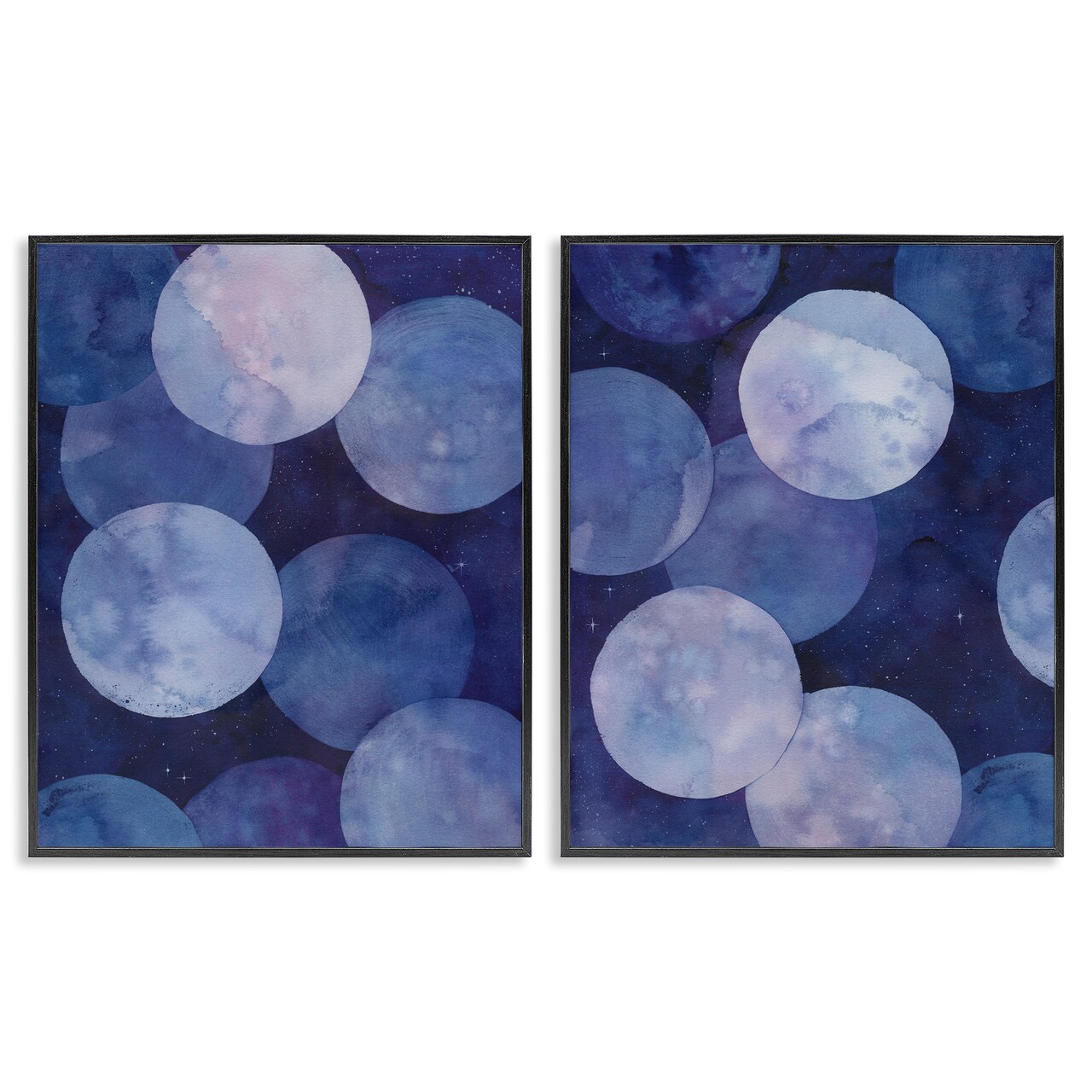 Stupell Industries Abstract Blue Purple Circle Bubbles 2 pc Framed Giclee Wall Art Set Design by Grace Popp